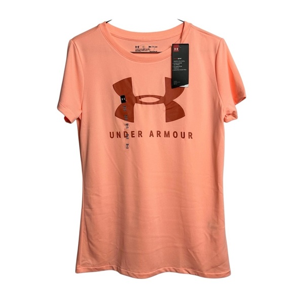 UNDER ARMOUR Heatgear Women’s Top Size Small Color Orange Loose Short Sleeves - Picture 1 of 8